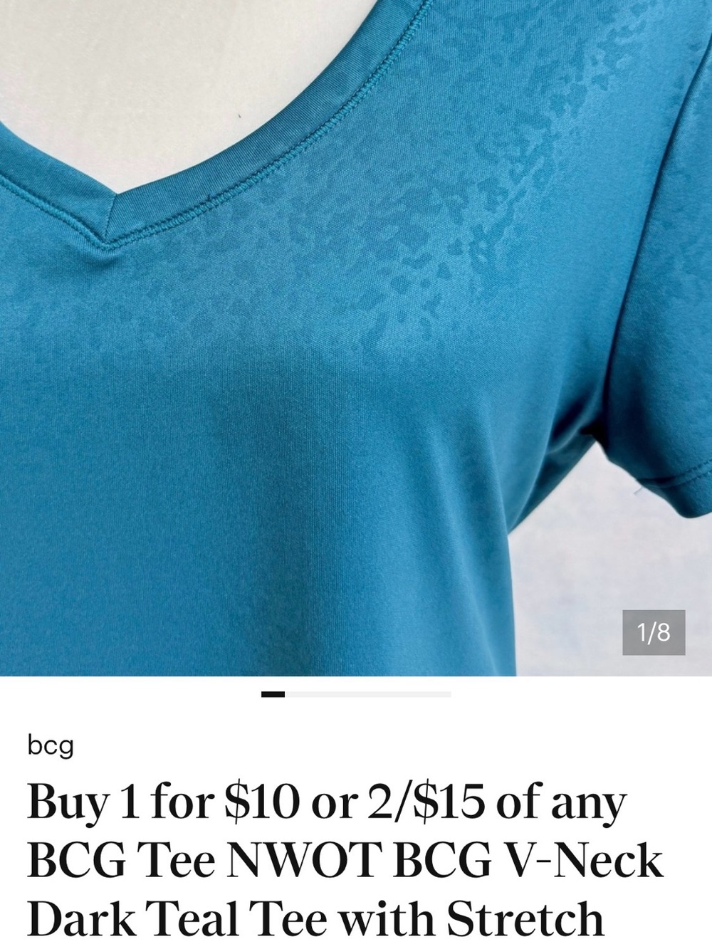 BCG Teal Tee with Leopard print tone on tone. XL with stretch
